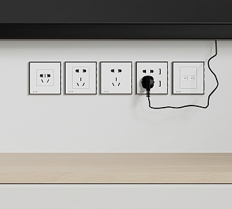 Modern socket TV socket combination 3d model