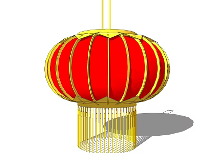 Red Chinese Lantern With Golden Frame Traditional Design And Decorative Details 3d model