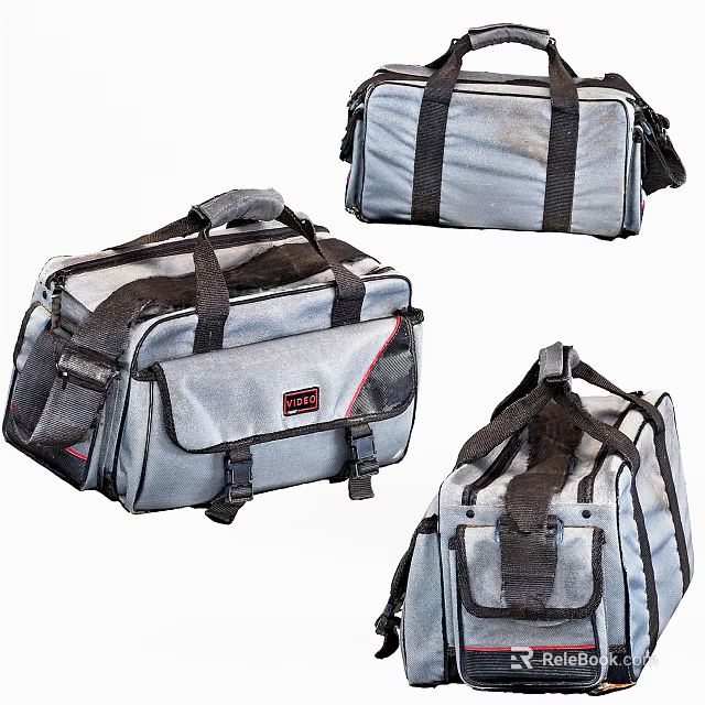 Gray Heavy Duty Utility Bag With Reinforced Handles Multiple Compartments And Adjustable Straps 3d model