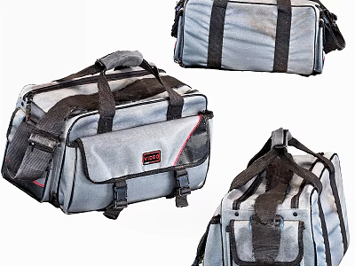 Gray Heavy Duty Utility Bag With Reinforced Handles Multiple Compartments And Adjustable Straps 3d model