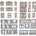 Collection of Window Frame Designs with Various Styles and Architectural Patterns 3d model
