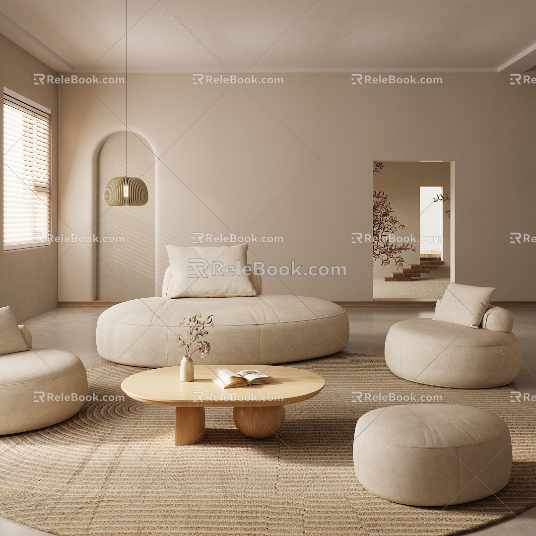 Quiet Sofa Tea Table Combination Sofa Combination 3d model