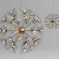 Dandelion Shaped Chandeliers with Metal Frame and Illuminated Bulbs Modern Elegant Design