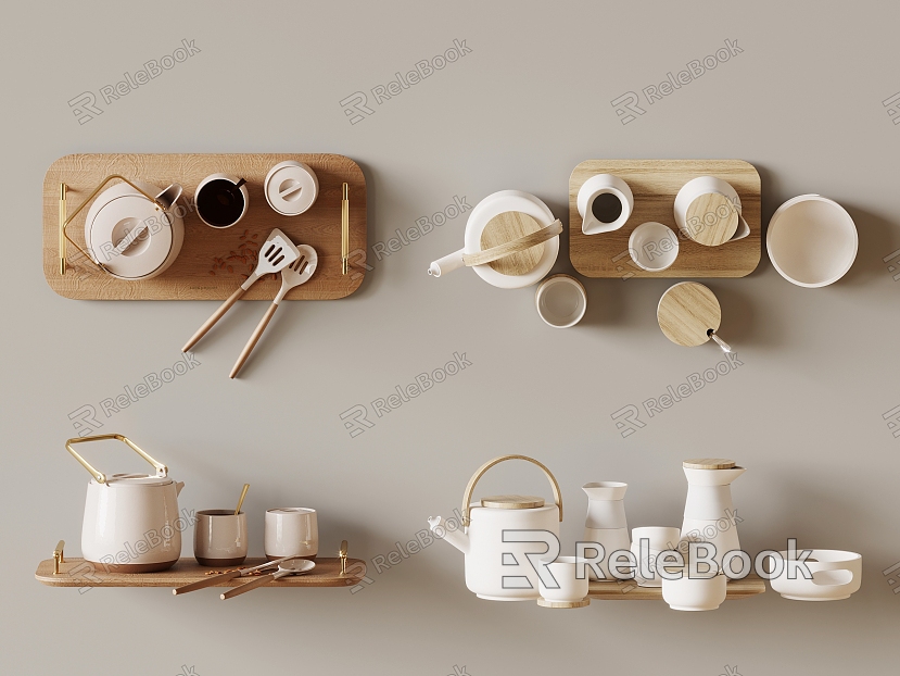 Tea Set Ornaments Tea Tray Cup model