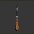 Sturdy Screwdriver As Multipurpose Weapon With Orange Wooden Handle Blue Braided Design And Metal Shaft