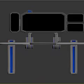 Futuristic Console With Multiple Screens Blue Lighting Silver Countertop And Blue Support Legs