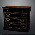 Classic Dark Wood Chest of Drawers With Red Top And Golden Handles