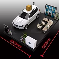 BMW X3 Car Exhibition Display With 5000mm Length Floral Decorations And Logo