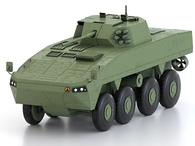 Green Wheeled Military Tank Model Featuring Multiple Wheels And Armored Structure 3d model