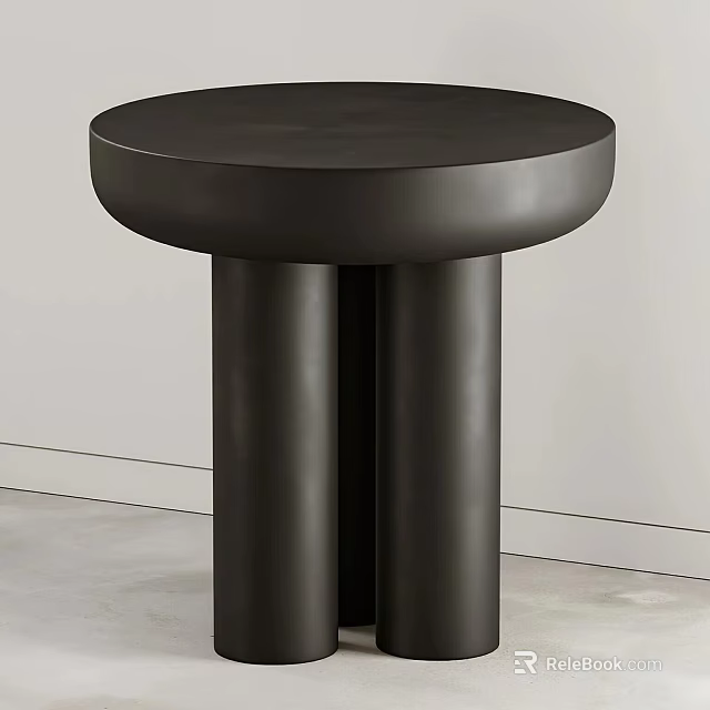 Modern Tea Table and Chairs with Round Top and Double Solid Metal Legs Design 3d model 