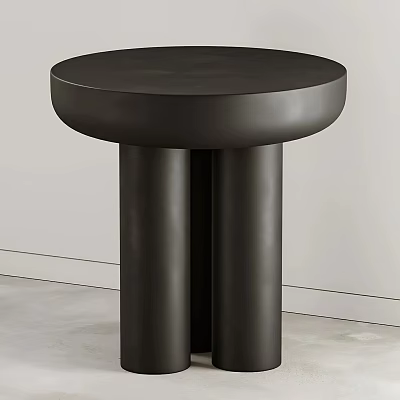 Modern Tea Table and Chairs with Round Top and Double Solid Metal Legs Design 3d model