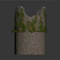 Ancient Ruined Stone Tower Covered With Lush Green Climbing Vines On Walls