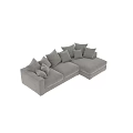 Light Gray Sectional Sofa With Multiple Soft Cushions And Upholstered Fabric Design 3d model