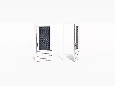 White Swing Doors With Black Grid Pattern And Modern Simple Design For Home 3d model