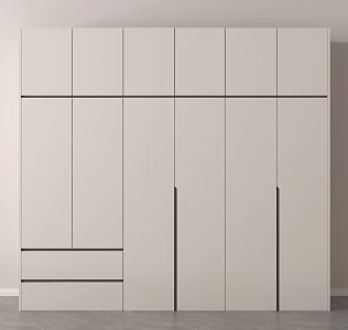 Modern Minimalist Wardrobe Flat Open Wardrobe 3d model