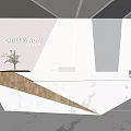 CHILLVISION GROUP Modern Reception Desk Design With Marble Countertop Wooden Accents And Flower Vase