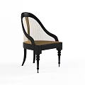 Black Frame Leisure Chair With Curved Armrests Woven Seat And Slender Decorative Legs