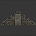 Cartoon Pyramid Scene With Stone Steps And Top Building In Gray Ancient Style