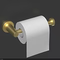 Gold Wall Mounted Toilet Paper Holder With White Roll For Bathroom