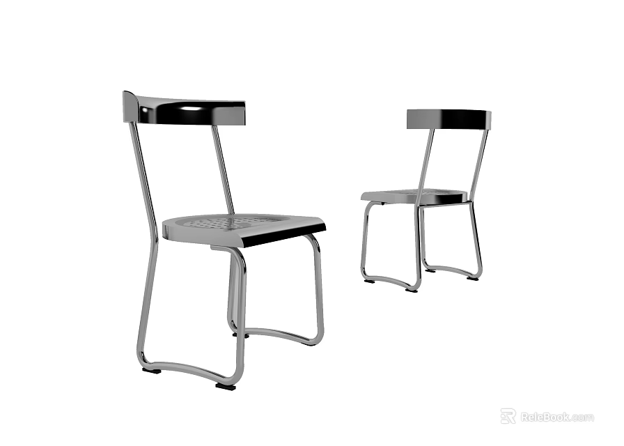 Modern Dining Chairs With Metal Frame And Black Seat Design 3d model 