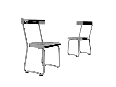 Modern Dining Chairs With Metal Frame And Black Seat Design 3d model