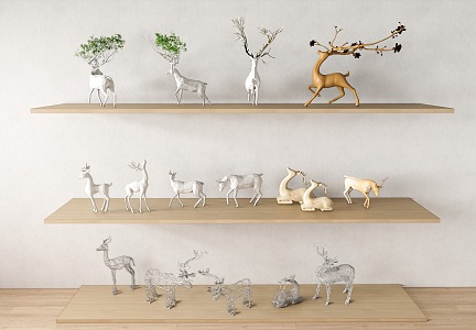 Lucheng City Sculpture Sketch Wall Decoration Pendant Combination Elk Sculpture Decoration Combination Elk Silhouette Pattern Pendant Wall Decoration Play 3d model