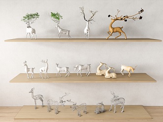 Lucheng City Sculpture Sketch Wall Decoration Pendant Combination Elk Sculpture Decoration Combination Elk Silhouette Pattern Pendant Wall Decoration Play 3d model