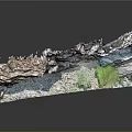 Detailed Rock Layer Scene Construction With Blue Water Gravel And Green Plants