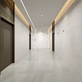Modern Light Luxury Elevator Corridor With Full Marble Decoration And Soft Recessed Ceiling Lighting Design