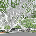 Bus platform Awning of bus platform 3d model