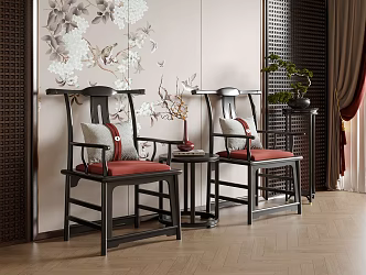 New Chinese Dining Chair Single Chair Leisure Chair Tea Chair Book Chair 3d model