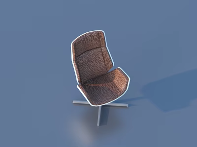 Brown Leather Upholstered Accent Chair With Modern Minimalist Metal Base Design 3d model