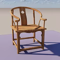 Wooden Traditional Armchair With Curved Armrests And Circular Backrest Cutout