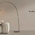 Arched Black Floor Lamp With Wooden Shade In Living Room With White Sofa