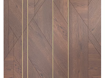 Elegant Modern Wooden Wall Panel With Geometric Pattern And Golden Lines 3d model