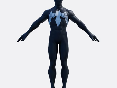 Game Movie Character Black Bodysuit With White Spider Emblem Full Body View 3d model