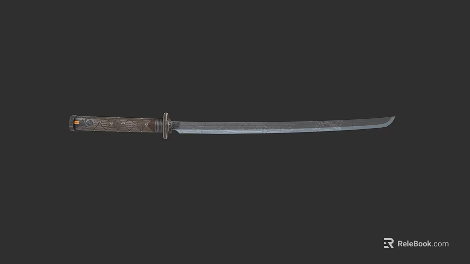 Historical Samurai Sword With Sharp Blade Traditional Handle And Metallic Finish 3d model 