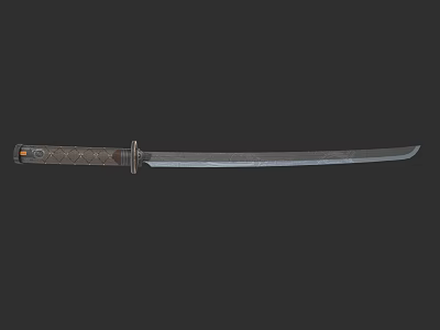 Historical Samurai Sword With Sharp Blade Traditional Handle And Metallic Finish 3d model