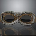 Vintage Goggles Design With Copper Frame Stone Texture And Reflected Building Detail