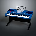 Blue Electronic Keyboard With Piano Keys Control Panel And Music Stand On Black Stand