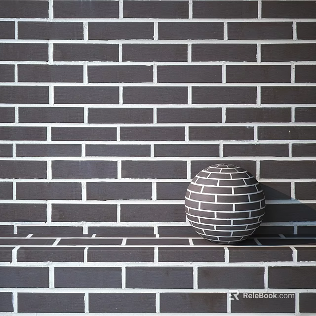 Geometric Spherical Brick Structure On Gray Brick Wall With Textured Design 3d model 
