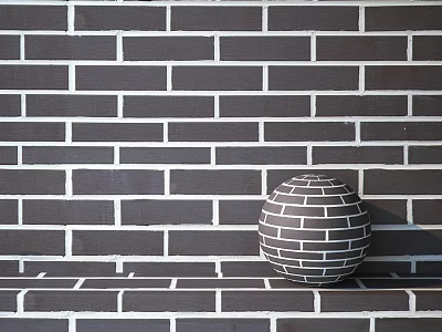 Geometric Spherical Brick Structure On Gray Brick Wall With Textured Design 3d model