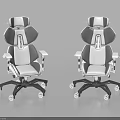 Modern Gray And White Office Chairs With Adjustable Backrest And Swivel Wheels