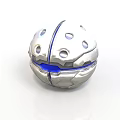 Futuristic Character And Creature With Silver Sphere Blue Accents And Circular Openings