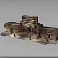 Ancient Architecture Model With Carved Decorations Multi Level Structure And Figure Models 3d model