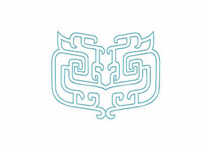 Traditional Garden Ornament Piece with Blue Line Symmetric Pattern Decorative Design for Outdoor Garden Decoration 3d model