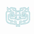 Traditional Garden Ornament Piece with Blue Line Symmetric Pattern Decorative Design for Outdoor Garden Decoration