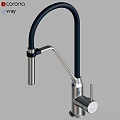 Modern Kitchen Faucet With Black High Arc Spout And Stainless Steel Body