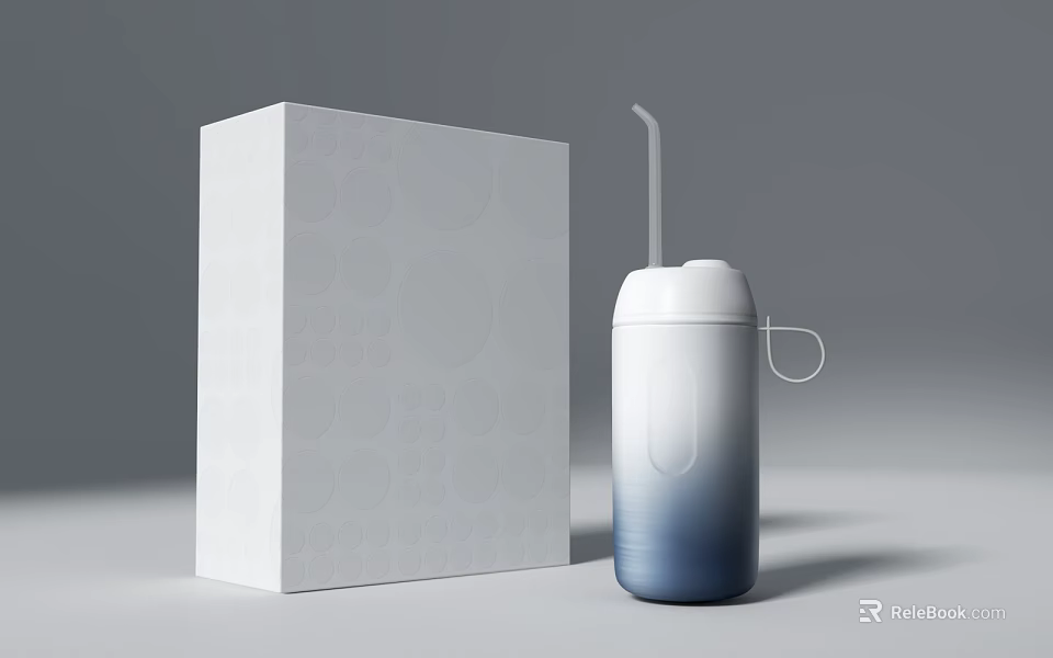 White Box With Circular Patterns And Blue White Gradient Thermal Straw Cup For Daily Use 3d model