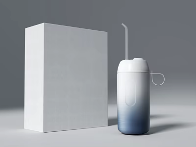 White Box With Circular Patterns And Blue White Gradient Thermal Straw Cup For Daily Use 3d model